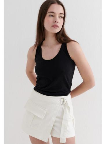 Skort cargo gabardina