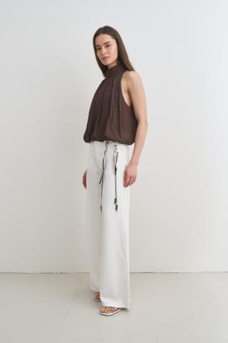 Wide Tiro Medio Rígido Blanco  Cinturón Pañuelo