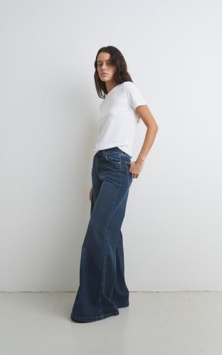 Super Wide Leg Tiro Alto Medio Rígido 