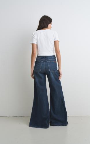 Super Wide Leg Tiro Alto Medio Rígido 