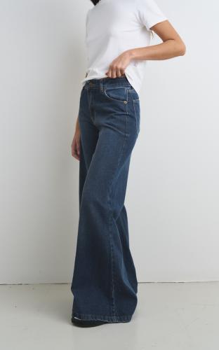 Super Wide Leg Tiro Alto Medio Rígido 
